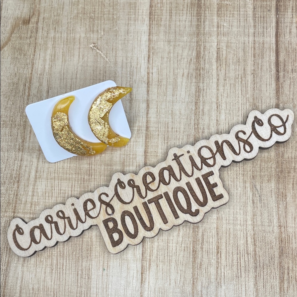 Gold Crescent Moon Earrings - Yellow Gold Resin